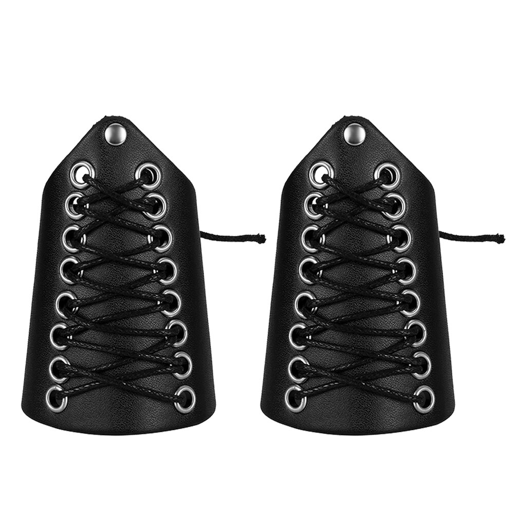 2 stk luksus sort pu læder snørebånd justerbar armbånd unisex beskyttende arm armbånd