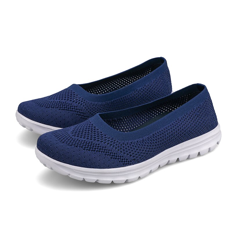 LEMAI Flats Women Shoes Summer Breathable Mesh Casual Shoes Woman Slip-on creepers moccasins Ladies Loafers Shoes: XT8858 blue / 41
