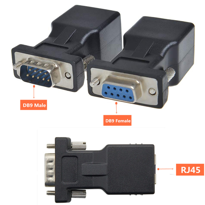Network cable extend DB9 Adapter 8Pin Rj45 Female 9Pin RS232 DB9 Male Adapter Connector DB9 Female Rj45 Female Connector Adaptor