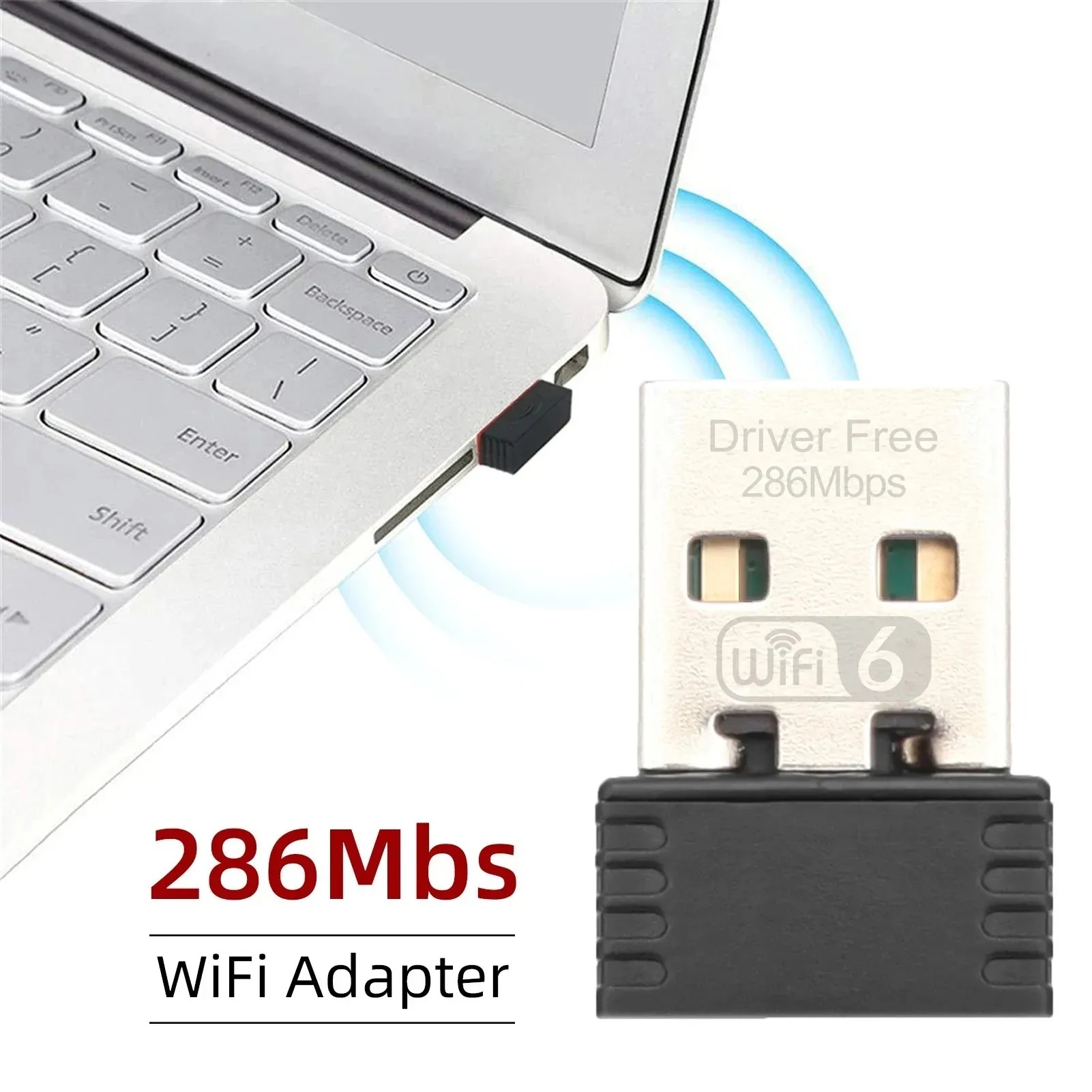 Mini usb wifi 6 dongle placa de rede 2.4ghz wi-fi lan adaptador driver livre para computador portátil windows 7 10 11 300m 150m receptor