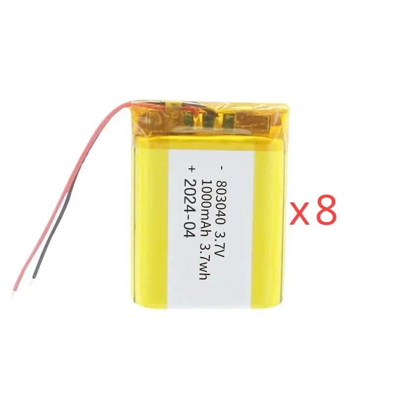 3.7v stk. 1000 mah 803040 litiumpolymerbatterier li-po genopladelige celler til legetøjs-powerbank gps bærbar computer højttaler campinglamper gør-det-selv: Lyserød