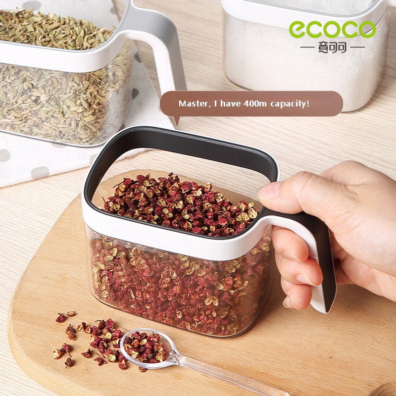 Wall Mount Spice Rack Organizer Sugar Bowl Salt Shaker Seasoning Container Spice Boxes With Spoons Kitchen Supplies Storage Set