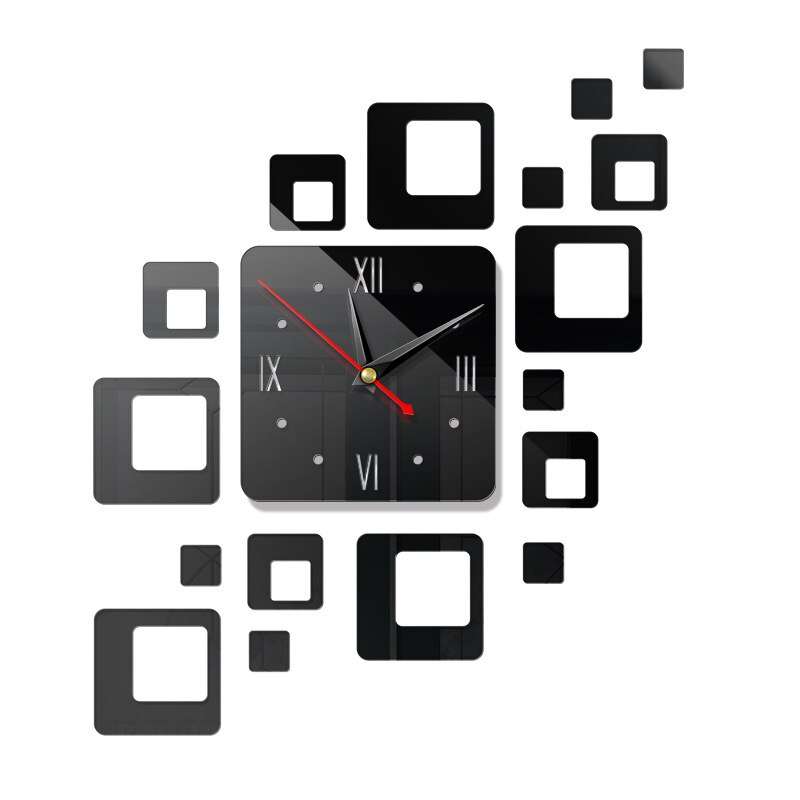 1pcs DIY Modern Mirror Surface Large 3D Wall Clock Home Office Wall Stickers Living Room Decoration