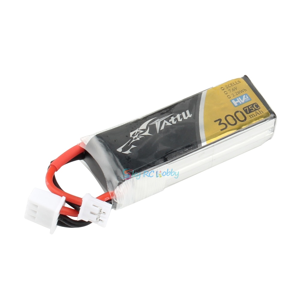 Tattu-batterie Tattu 300mAh 7.6V 75C 2S1P 2S Lipo avec connecteur JST PHR JST-PHR