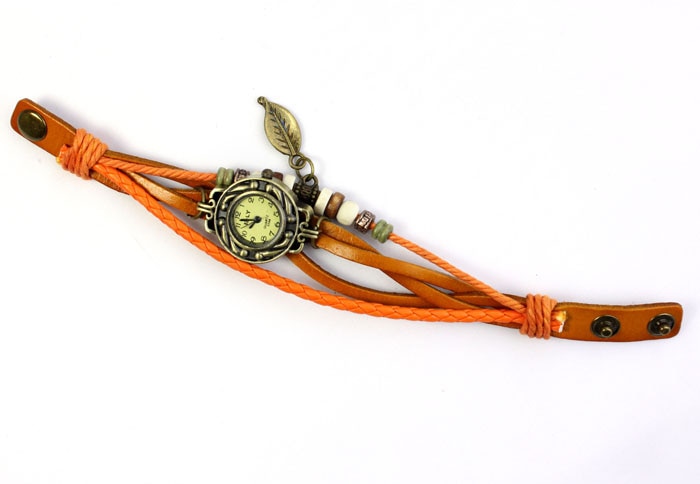 Splendid Top Brand Luxury Leather Bracelet Watches Women Rose Gold Diamond Wristwatch Ladies Chain Quartz Watch Clock: e