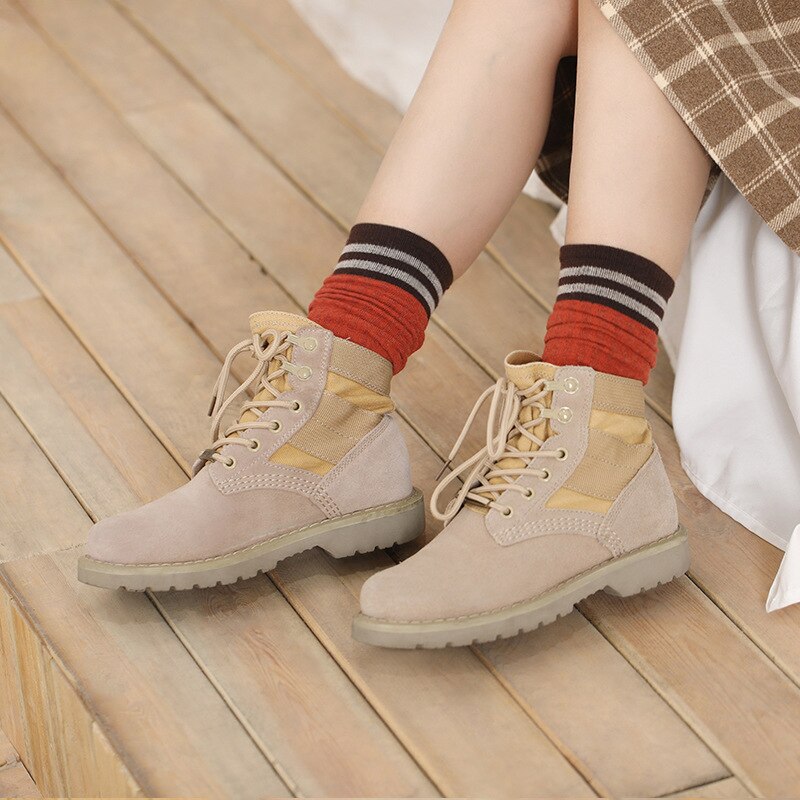 Elifashion koreaanse versie herfst & winter tube sokken retro dames sokken warm & ademend lange tube stapel katoenen sokken 2- voudig te dragen: G