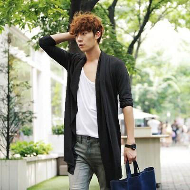 Men The Long Thin Cardigan Korean Male Cloak Coat Non Mainstream