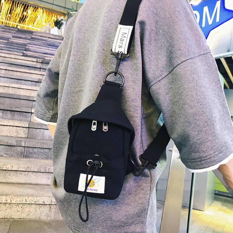 Pacote de peito de lona pequena para homens mulheres crossbody sacos hip hop streetwear saco fanny pacote multifunções mini cinto cintura saco de peito
