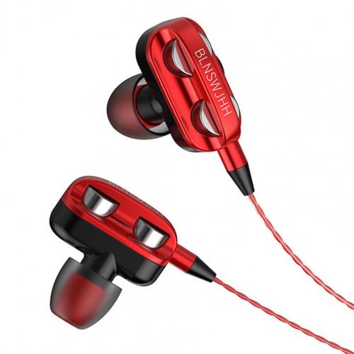 A4 Hoogwaardige Oortelefoon Met Tarwe Universele Plastic In-Oor Comfortabele Zware Bas Hifi Koptelefoon: Rood
