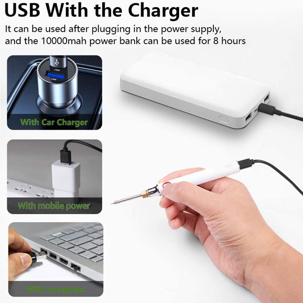 Usb elétrica powered ferro de solda kit ferramenta de solda usb 8w elétrica ajustável com cabo de fio de solda para usos reparados
