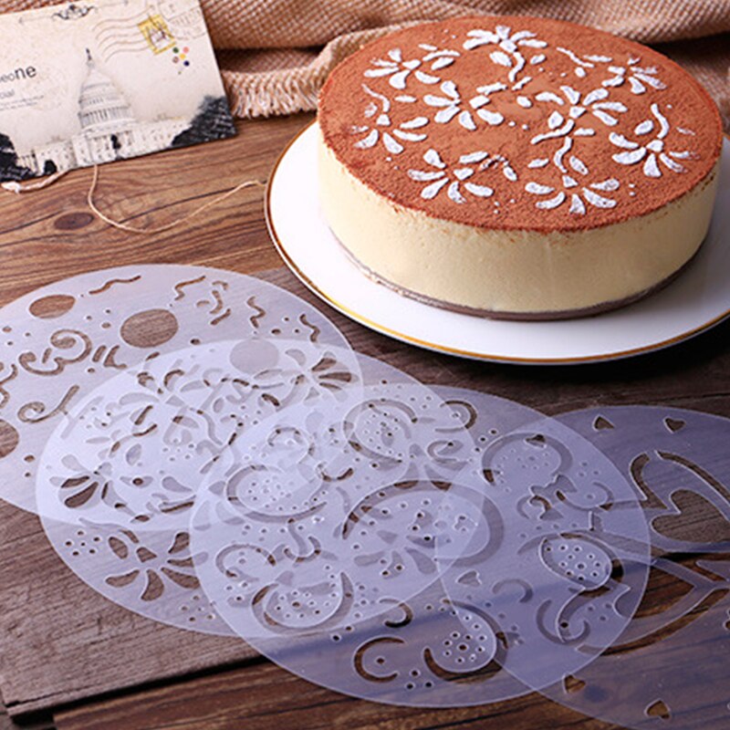 Pvc spuitvorm koffie suiker poeder zeef cakevormen transfervorm taartdecoratie gereedschap keuken bakaccessoires 4pc/ stuks