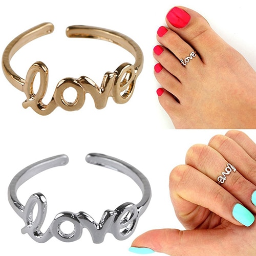 Women Hollow Love Adjustable Finger Toe Open Ring Beach Jewelry stainless steel rings for women anillo mujer engagement ring