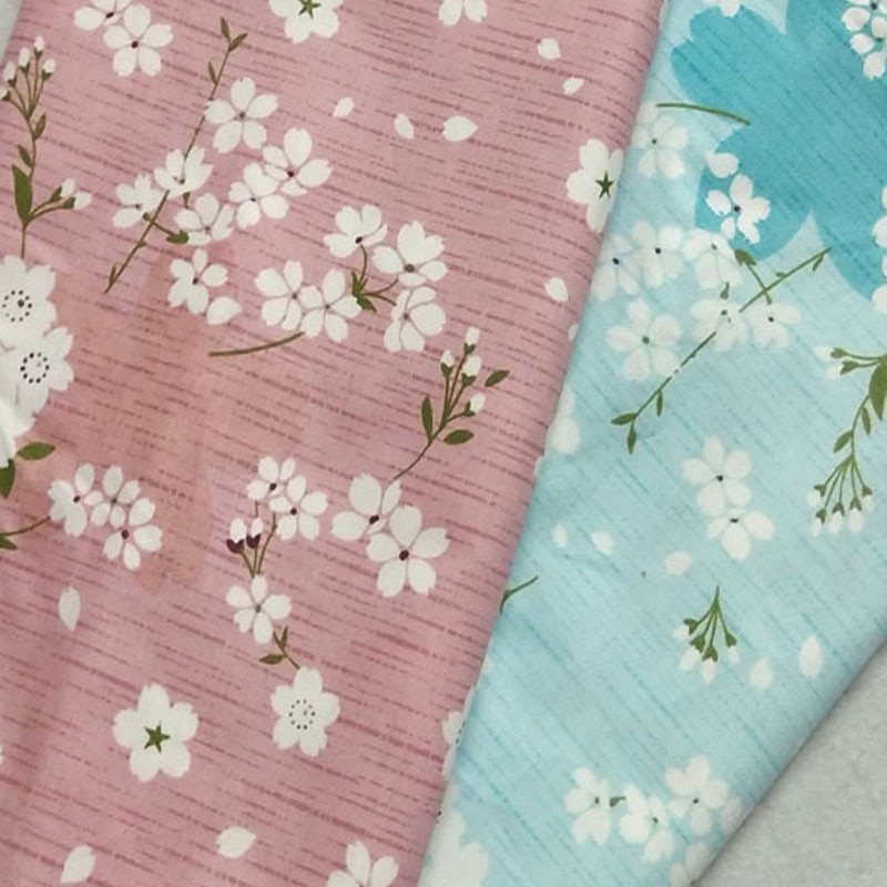 100% Katoen Japanse Sakura Bloem Roze Blauw Bedrukt Katoen Poplin Stof Dot Stof Patchwork Doek Jurk Quilten Home Decor