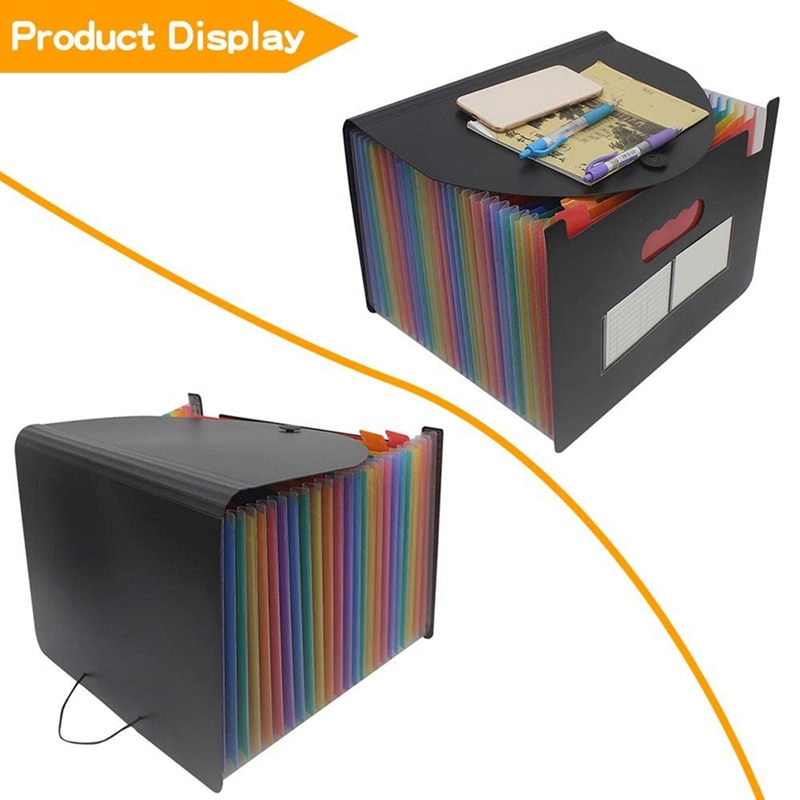 -24 Compartments Document Folder, Sorting Folder with Lid, Expandable File Folder, Document Organizer for Filing