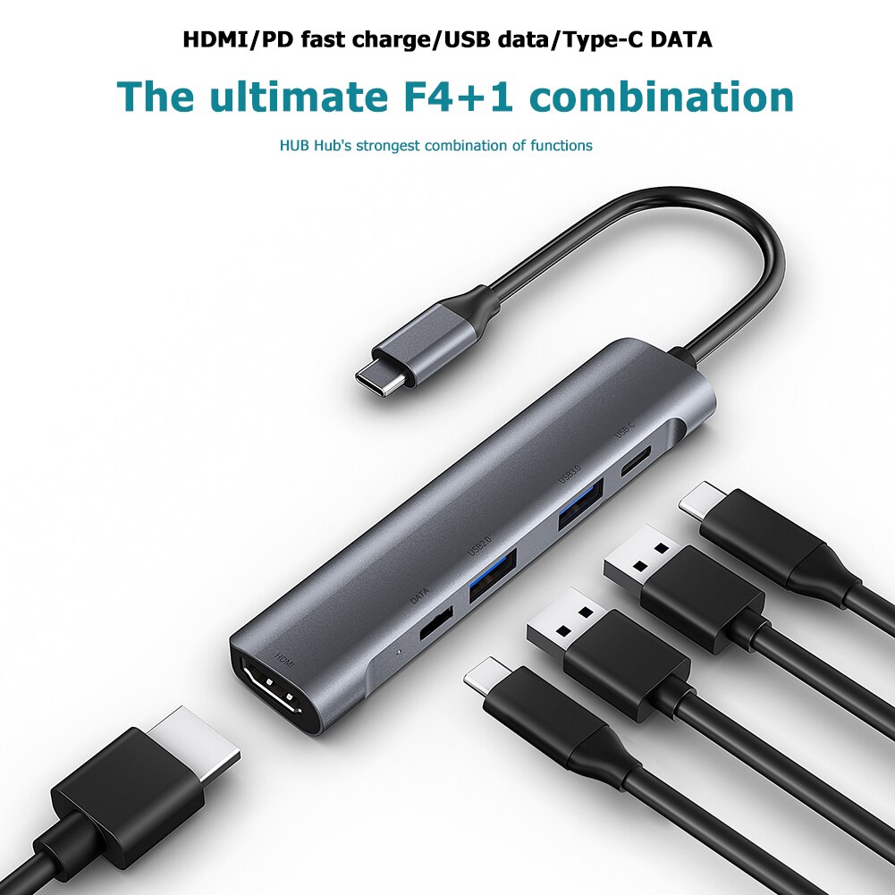 5 in 1 USB Tipo C centro HDMI 4K USB C centro USB 3.1 centro adattatore USB2.0 USB3.0 PD veloce Carica molo Dati Adattatore per il computer Portatile desktop