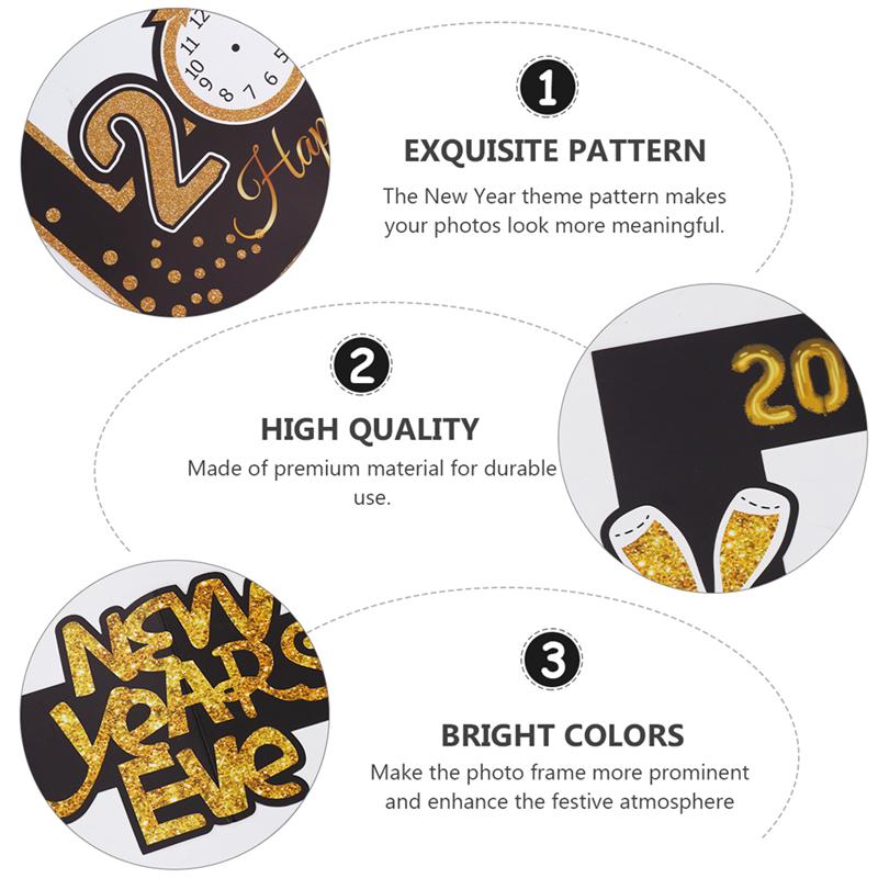 2Pcs Happy Year Photo Booth Props Year Party Props Supplies Photo Frame