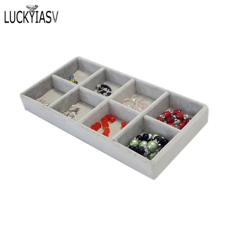 Necklace Display Tray for Pendant Chain Storage Box 11*22cm Jewellery Colliers Organizer Box: Gray 8 Gird Tray