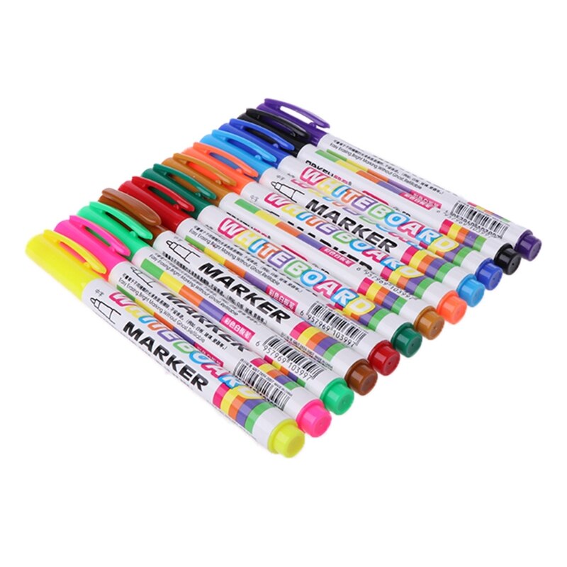 12 Kleuren Whiteboard Marker Niet Giftig Mark Teken Fine Nib Set Supply 62KA