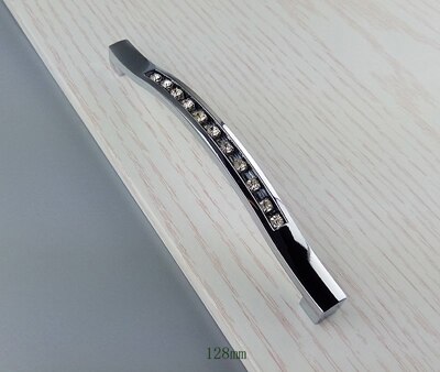 Moderne krom krystall glass diamant møbler håndtak skuff knott garderobeskap skap skap skyvedør kommode håndtak: 128mm