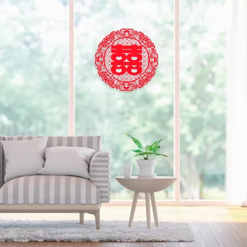 Chinese Wedding Hi Word Window Static Sticker Family Decoration Wall Decor Red Window Grilles