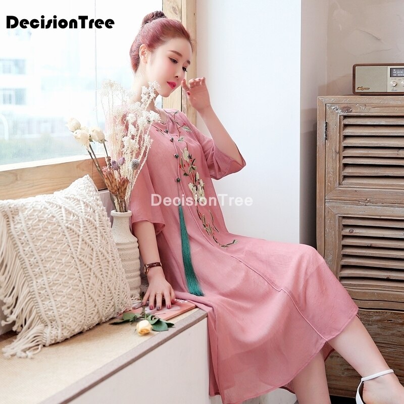 chinese dress cheongsam qipao folk style cheongsam women traditional chiffon cheongsam dress floral embroidery qipao dress