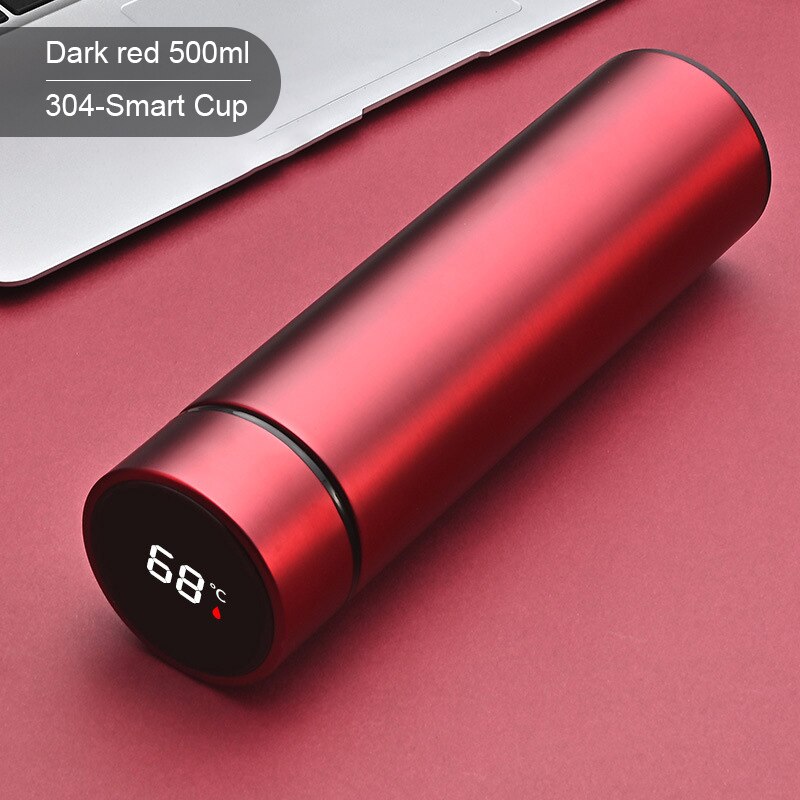 Inteligentna butelka termosowa ze stali nierdzewnej wyświetlacz temperatury termosy podwójne ścianki filiżanka kawy inteligentne butelki wody prezenty: czerwony