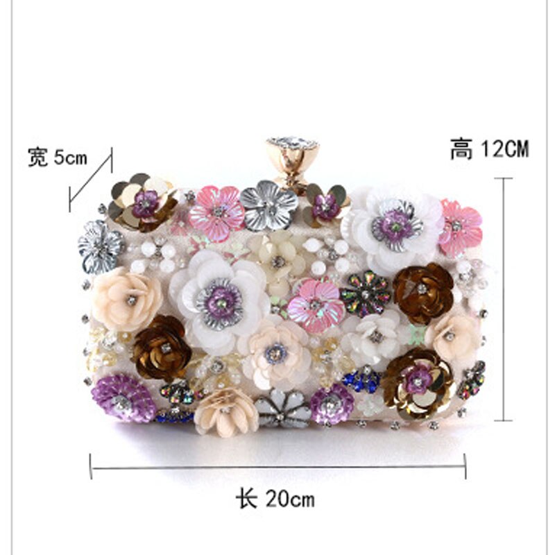 Fatti a mano di Lusso Del Fiore Della Decorazione Della Frizione Delle Donne di Sera del Sacchetto Femme Catena di Metallo Borsa Con Tracolla Del Partito Della Sposa Della Borsa Borse Pochette Borsa