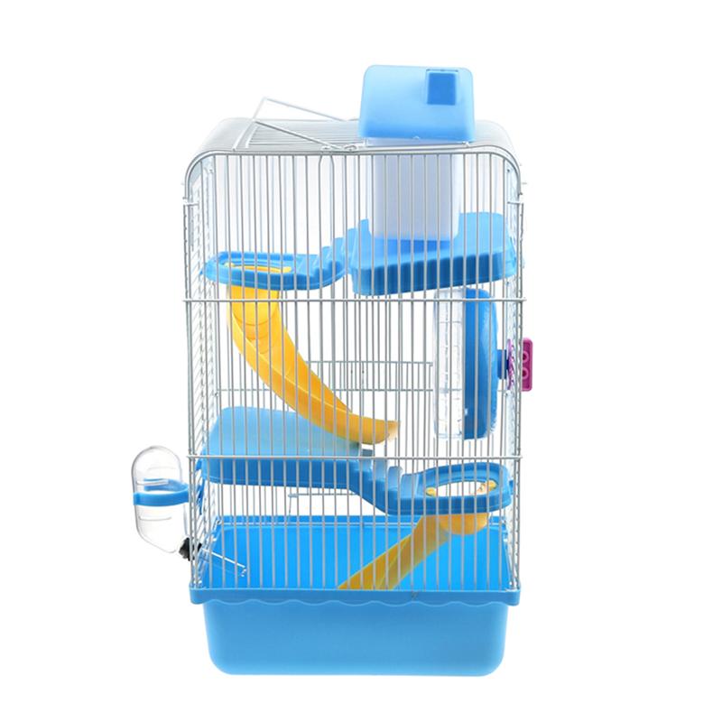 Luxury Three Layer Hamster Cage Pet House Portable Small Pets House Chinchilla Hamster House (Light Blue): Sky blue