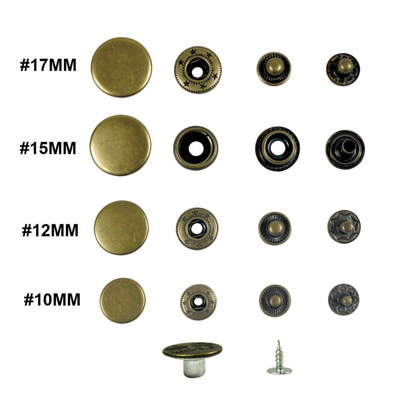 ! 50 Set 4 Sizes Leather Rivets Single Cap Rivet Tubular Metal Studs With 9 Pieces Fixing Tool For Diy Leather Craft, R
