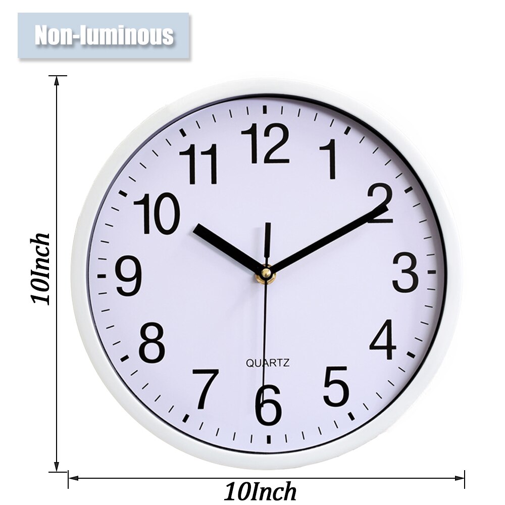12&#39;&#39; Luminous Clock Round Digital Clock Silent Quartz Watch 10&#39;&#39; Wall Clocks Simple Hanging Wall Clocks Home Bedroom Decoration: Non-luminous White