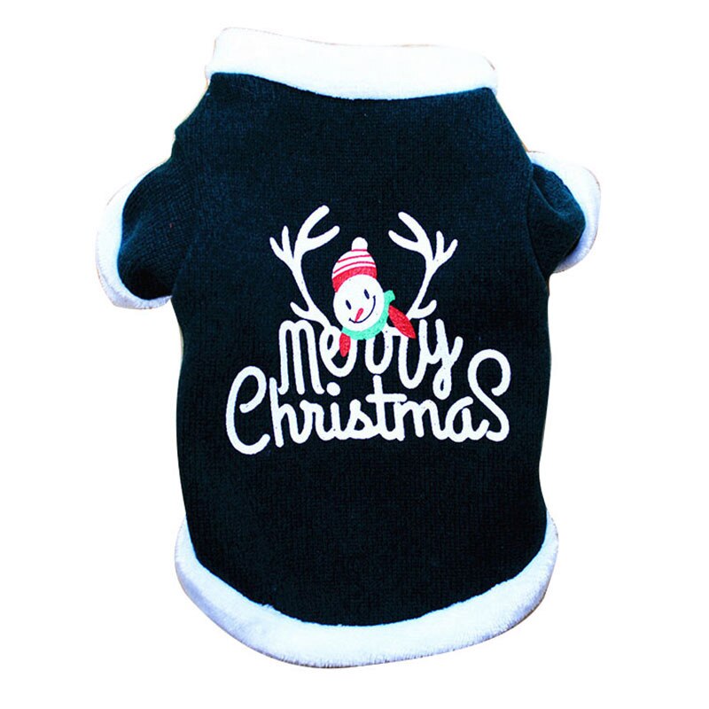Plush Rim Puppy Dog Pets Christmas Costume Clothing Dog Sweatshirt Xmas Soft Dog Clothes Warm Cute Dog Cozy Sweater: black / L