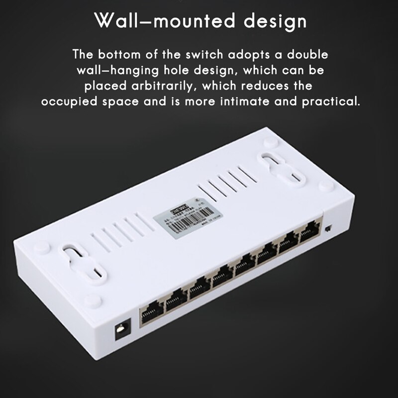 8 Ports Network Switch Network Switch Ethernet Smart Switch Network Monitoring Diversity Line Splitter EU Plug