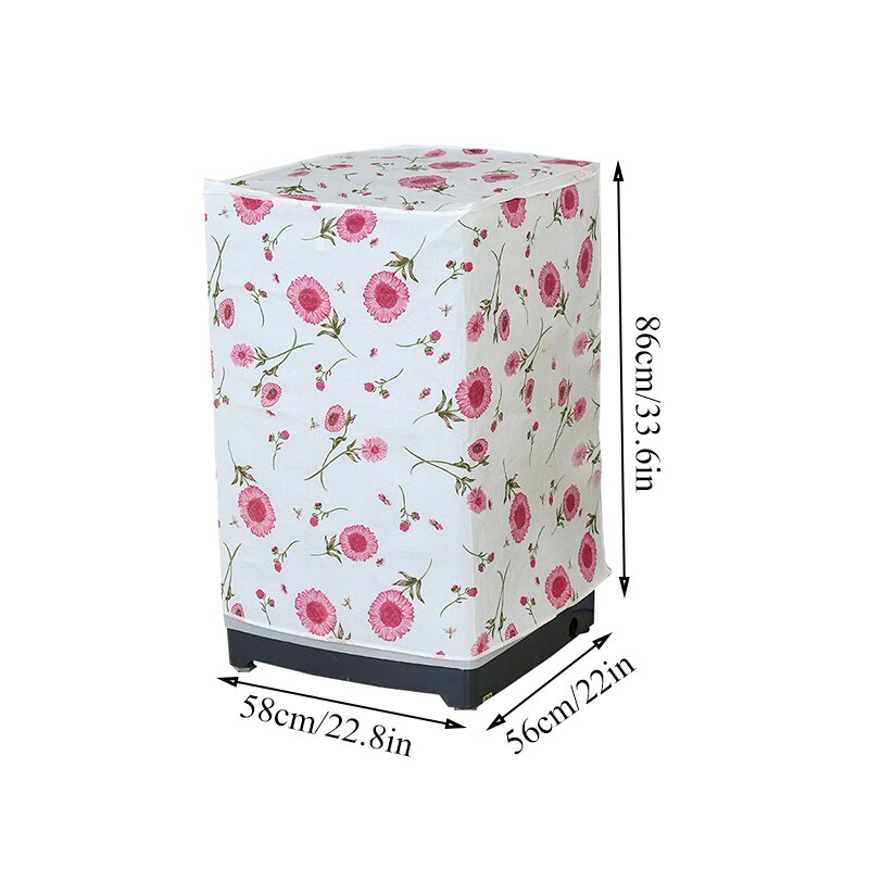 Thicken PEVA Washing Machine Cover Floral Plaid Print Sunscreen Dust Proof Cover Waterproof Case for Automatic Washing Machine