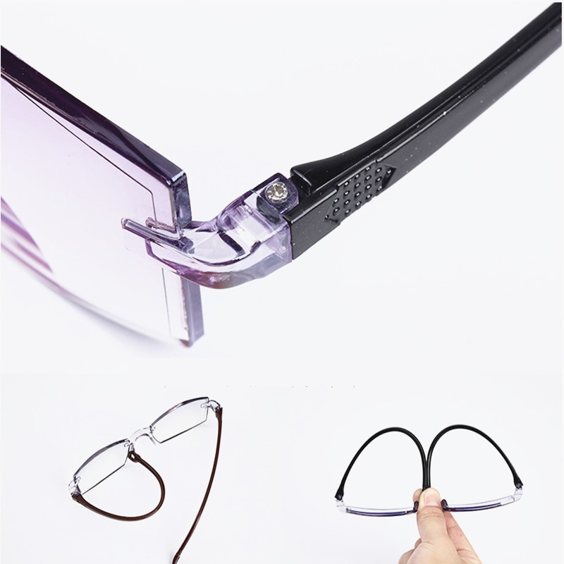 Integrerte lesebriller herre anti-blått lys kantløse briller vintage bifokale lesebriller uten innfatning  tr90 gafas kvinner  +1.50