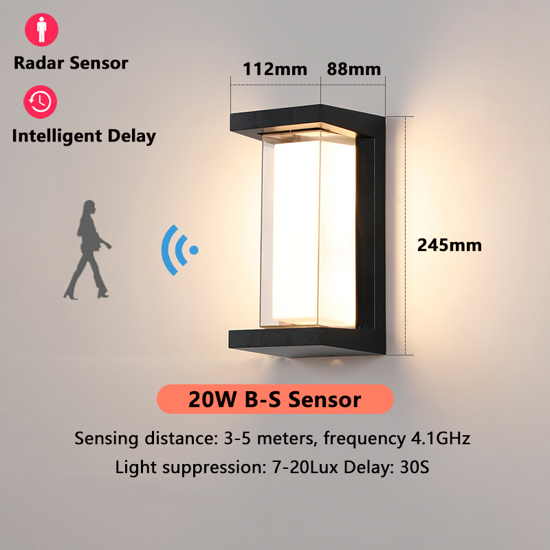 Gartenhaus Heimat Bewegungs melder Licht Ich bin Freien wasserdicht ip65 LED Zauberstab leuchte Veranda Garten Pir Zauberstab beleuchtung 20w Zauberstab leuchte ac220v: Licht Grau / verrotten