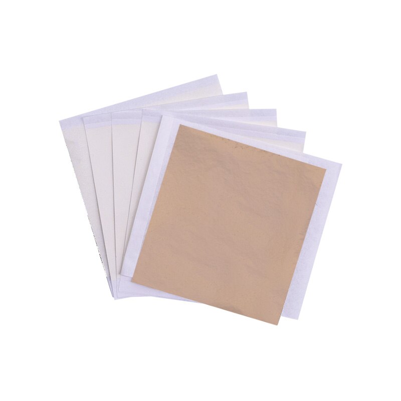 100 pçs 8x8.5cm arte artesanato papel imitação de ouro tira folhas folha cobre folhas folha papel para dourado diy artesanato decoração: champagne gold
