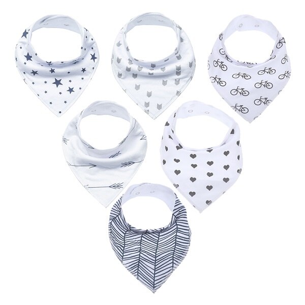 Bavettes en coton orgonique pour bébé, écharpe pour Bandana, Super ajustables, pour bébés, filles et garçons, 6 pièces: K60005