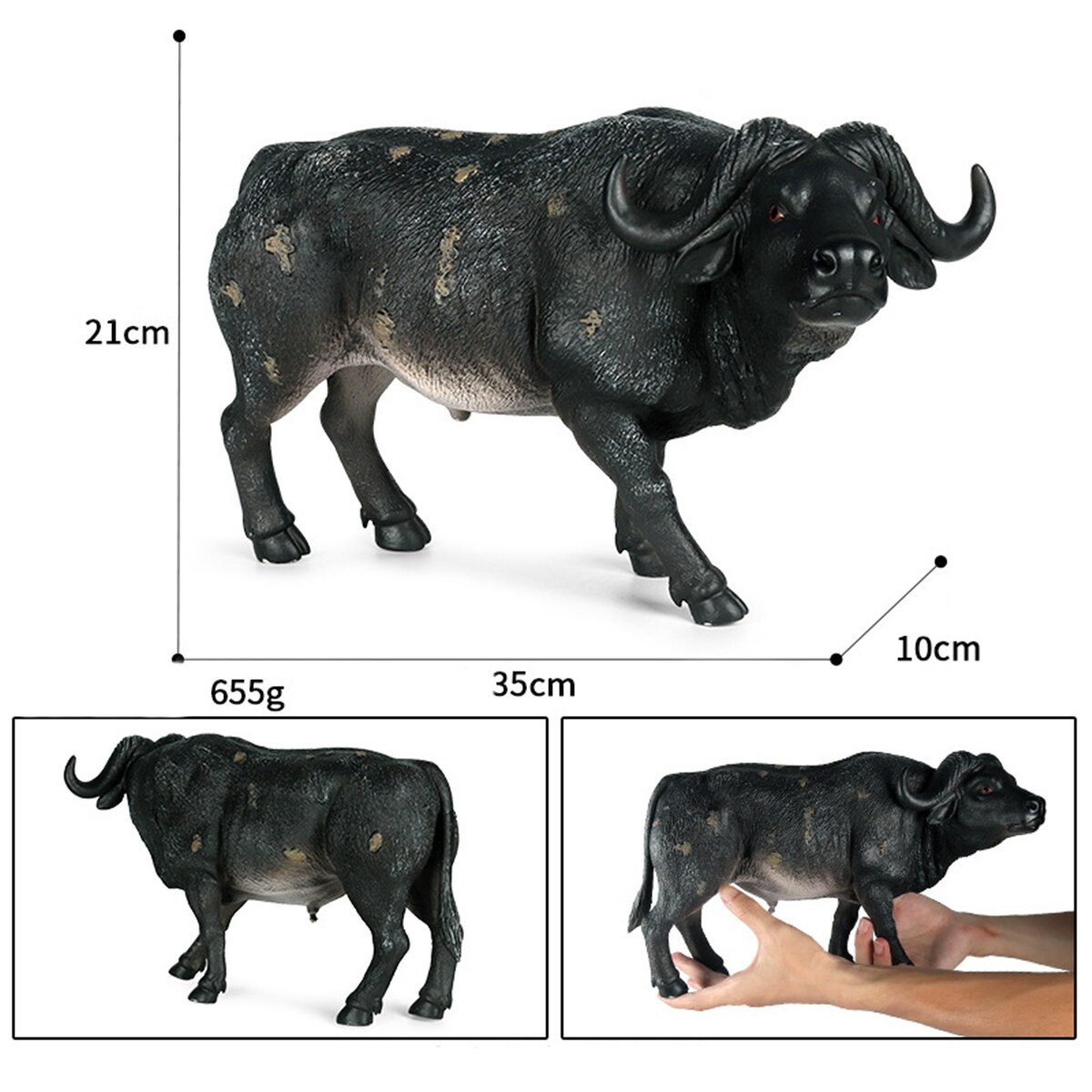 13&#39;&#39; Large Size Buffalo Model 2022 Wild Animal Figure Hollow Decor Educational Toys for Children Kids Collection