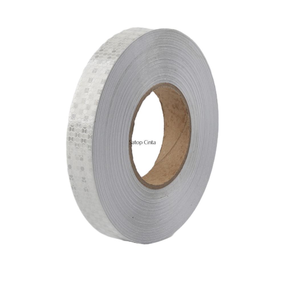 3M-Cinta adhesiva reflectante para bicicleta, tira de seguridad blanca, roja, fluorescente, amarilla, Reflector, pegatina para coche, 2,5 cm de ancho: Blanco