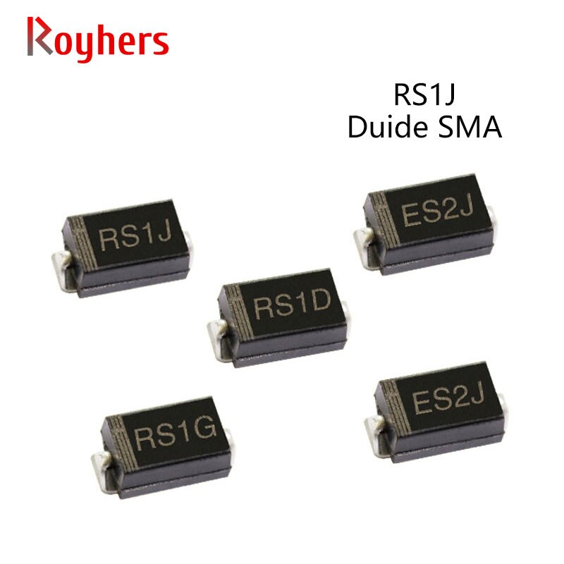 50Pcs SMD Recovery Rectifier Diode RS1K RS1J RS1B RS1M RS1G RS2M RS1D RS1A 1A 50V 100V 200V 400V 600V 800V 1000V SMA DO-214AC
