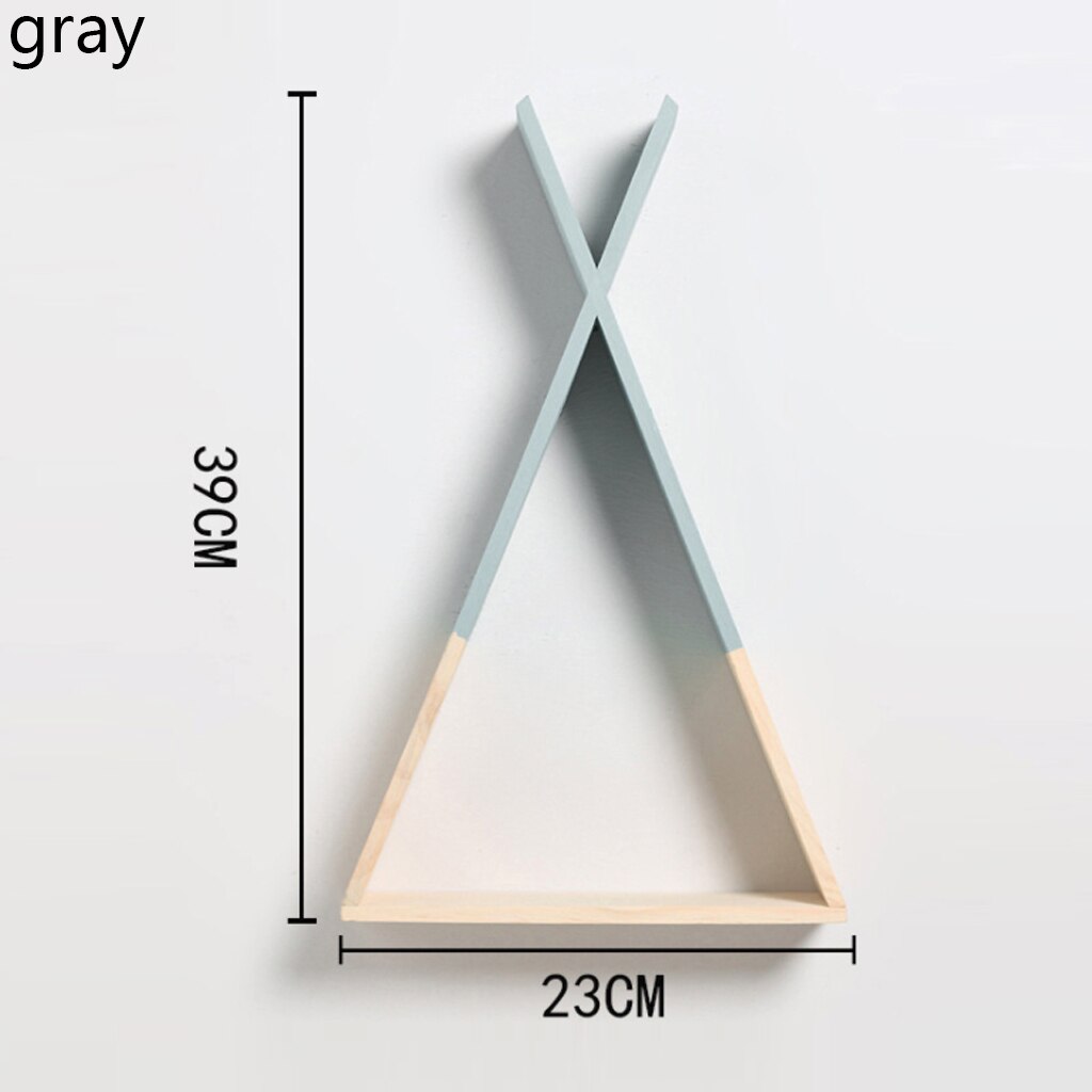 Houten Driehoek Muur Frame Ambachten Opslag Houders Rekken Huis Versieren Plank Display Living Kinderkamer Slaapkamer Opbergrek: Grey