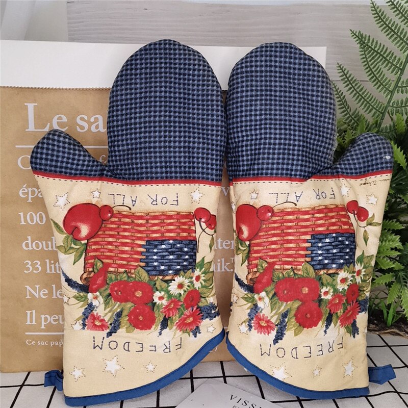 1Pc 18x33cm Baumwolle Bunte Gedruckt Backofen Handschuhe Backen Anti-Heißen Handschuh Pad Mikrowelle Isolierung Küche werkzeug: Stil 8