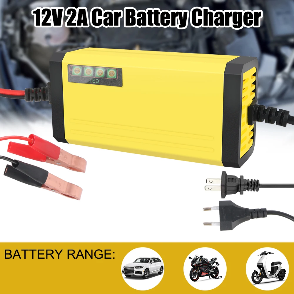 Wet Dry Lead Acid Battery LED Display 12V 2A 220V Power Puls Repair Charger Car Battery Charger Moto Truck Battery Charger