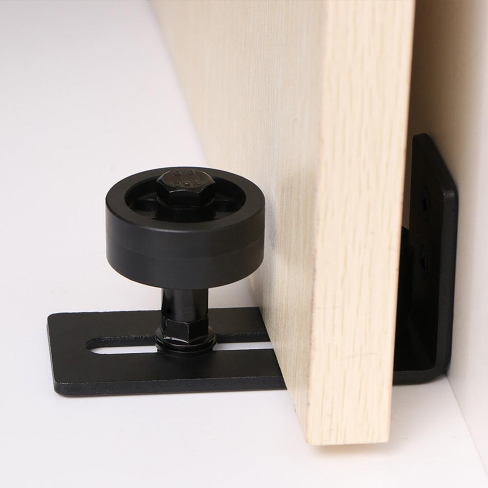 Black Floor Guide Sliding Barn Door Floor Guide Roller Bottom Lay-Flat