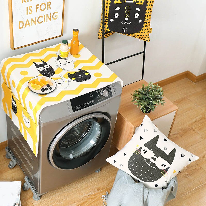 Koelkast Stofkap Met Opbergzakken Wasmachine Koelkast Dik Katoen Linnen Top Cover Bjstore