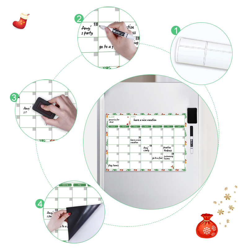 Magnetisk tavle jule adventskalender slettbar ukentlig månedsplanlegger år hjemmeinnredningsplan kjøleskap klistremerke