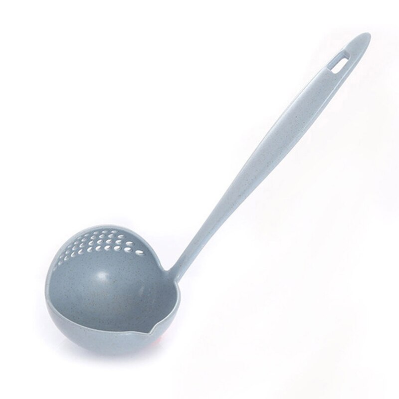 Soup Spoon Long Handle Kitchen Strainer Solid Color Cooking Colander Kitchen Scoop Plastic Tableware Colander Soup Ladle: Blue