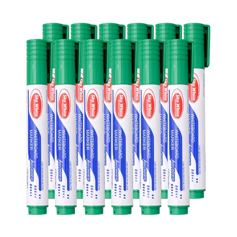12 Stks/set Uitwisbare Whiteboard Marker Pen Dikke Hoofd Fijne Tip Navulbare Niet Giftig Vloeibare Inkt Gekleurde Schrijven Pennen Voor School off: 5AC105382-GN