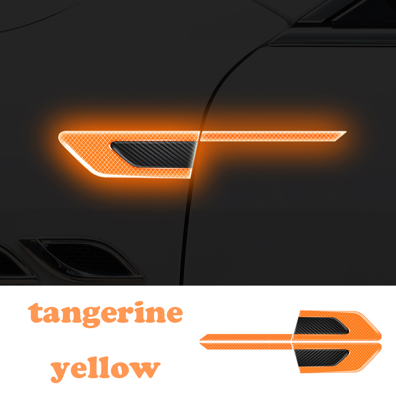 Pegatinas reflectantes para carrocería de coche, pegatinas de protección de puerta de advertencia de seguridad lateral, tiras reflectantes antiarañazos y anticolisión, 2 uds.: Naranja