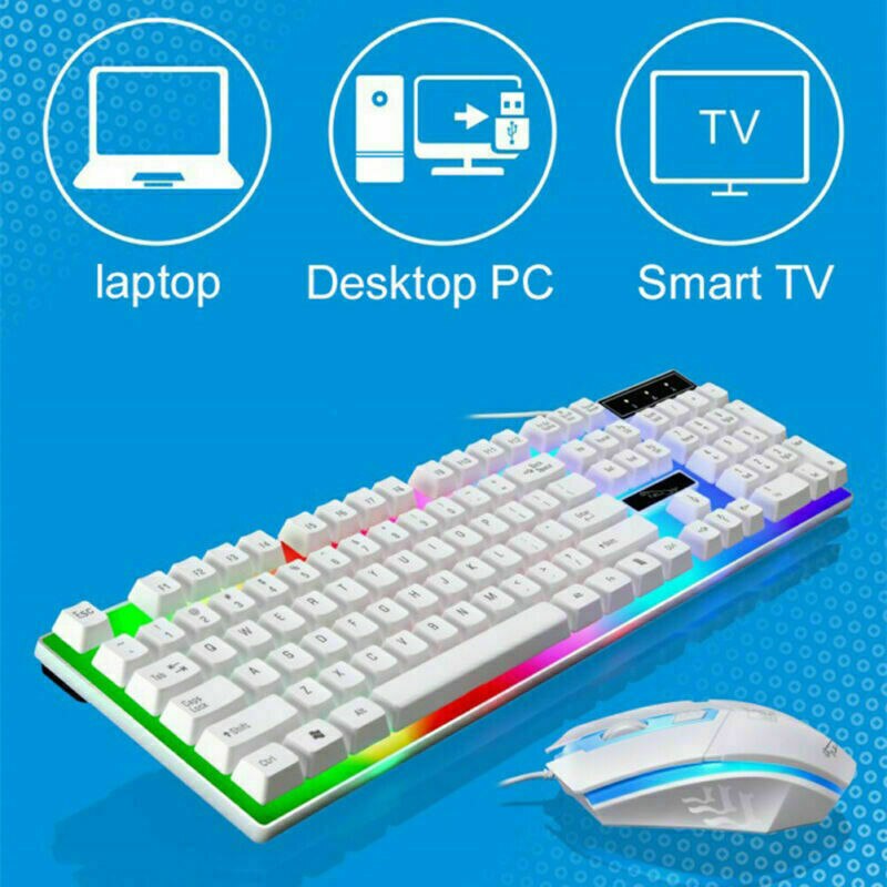 Plastic G21 104 Keys Wired Keyboard Waterproof Colorful Mixed Light Mechanical Circular Keycaps Backlit Keyboard for PC Laptop